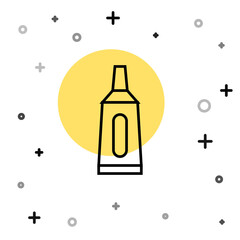 Black line Ointment cream tube medicine icon isolated on white background. Tube, container, toothpaste, cream sign. Random dynamic shapes. Vector