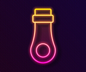 Glowing neon line Zipper icon isolated on black background. Vector