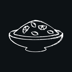 salad chalk icon. Mediterranean cuisine. Thin line customizable illustration. Contour symbol. Vector isolated outline drawing. 