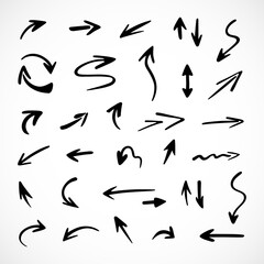 Vector set of hand-drawn arrows, elements for presentation