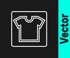 Obraz premium White line Sewing pattern icon isolated on black background. Markings for sewing. Vector