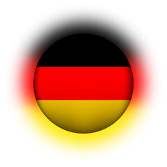 Glass light ball with flag of Germany. Round sphere, template icon. German national symbol. Glossy realistic ball, 3D abstract vector illustration highlighted on a white background. Big bubble