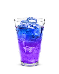 グラス バタフライピー 氷 飲み物 イラスト リアル 汗