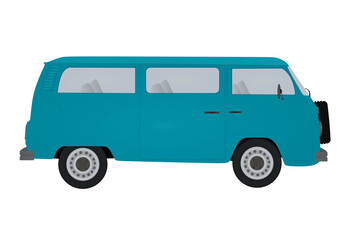 Blue retro van. vector illustration