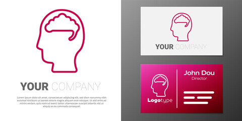 Logotype line Human brain icon isolated on white background. Logo design template element. Vector