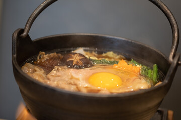 Sukiyaki, a popular dish of pork, beef and fresh vegetables.