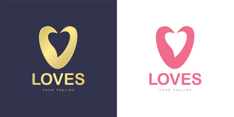 Letter V logo with love icon