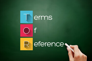 TOR - Terms of Reference acronym, business concept background on blackboard