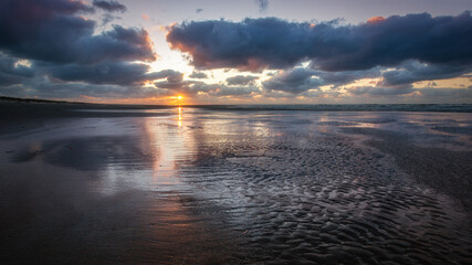 Fototapeta na wymiar Dawn at the north sea on Ameland