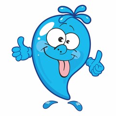 Water Drop Cartoon Mascot Character. Cute natural phenomena in cartoon style.