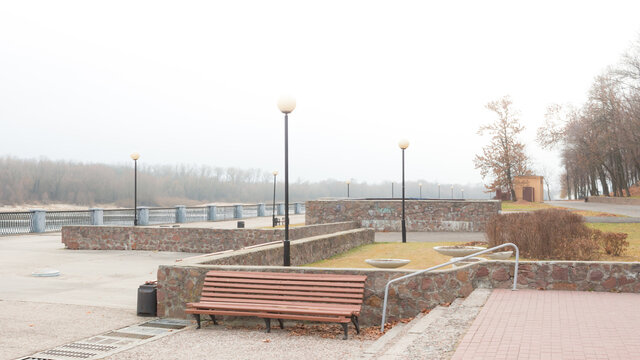 The quay of the river Sozh. Gomel, Belarus.