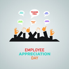 Employee Appreciation Day. First Friday in March. Holiday concept. Template for background, banner, card, poster. Vector illustration.