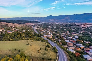 Fototapeta na wymiar Panorama of the city of Surami, travel to Georgia