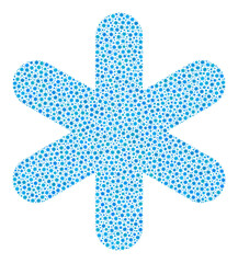 Vector simple snowflake covid-2019 mosaic icon combined for health care illustrations. Simple snowflake mosaic is made of tiny covid pathogen items.