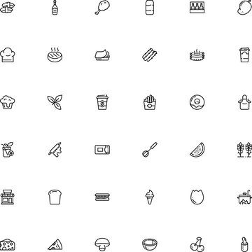 icon vector icon set such as: market, fry, creamy, sushi, fire, appliance, takeout, wire, watermelon, aroma, hotdog, wafer, architecture, supermarket, submarine, dog, engraving, whip, cereal, macro