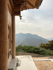 scenic view from buddhist temple on bukhan mountain in bukhansan national park, gyeonggi, south korea
