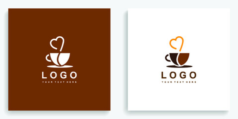 Coffee Cup Love Heart Logo. Modern logo icon symbol template vector design