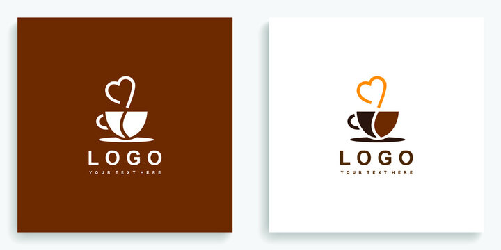 Coffee Cup Love Heart Logo. Modern logo icon symbol template vector design