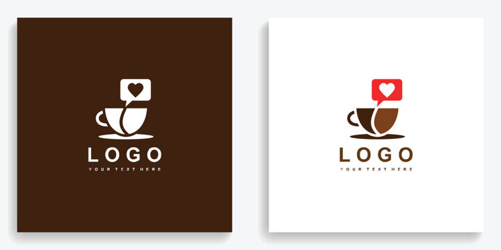 Coffee Cup Heart Love Logo. Modern logo icon symbol template vector design