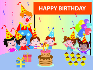 Obraz na płótnie Canvas Birthday party vector concept for banner, website, illustration, landing page, flyer, etc.
