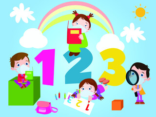 Obraz na płótnie Canvas Kids education vector concept for banner, website, illustration, landing page, flyer, etc.