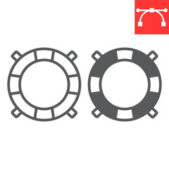 Lifebuoy line and glyph icon, lifeguard and help, lifesaver vector icon, vector graphics, editable stroke outline sign, eps 10.