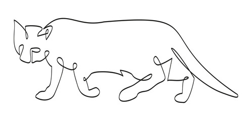 Contour drawing of a crouching cat