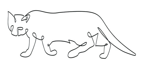 Contour drawing of a crouching cat