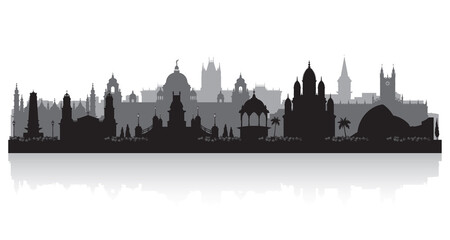 Fototapeta premium Kolkata India city skyline silhouette
