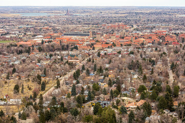 Aerial view of Boulder, Colorado, from Panorama Point in Boulder mountain park