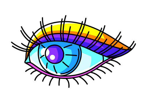 Illustration of eye. Colorful cute cartoon icon.