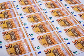 Fifty euro banknotes