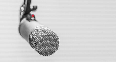banner with professional microphone