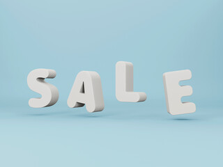 3d sale text on blue background. 3d rendering.