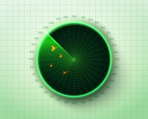 Green military radar. Vector illustration