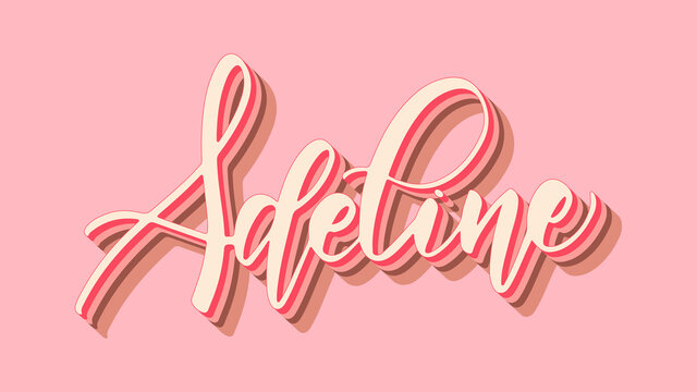 Handwritten Female Name Adeline With Shadows