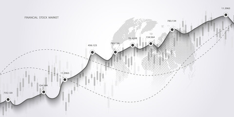 Stock market graph or forex trading chart for business and financial concepts, reports and investment  . Vector illustration