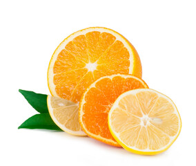 Grapefruit, orange and lemon isolated on a white background