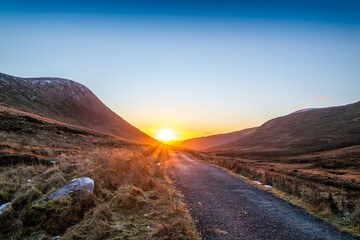 Winter sunset at the Glenveagh National Park in County Donegal - Ireland