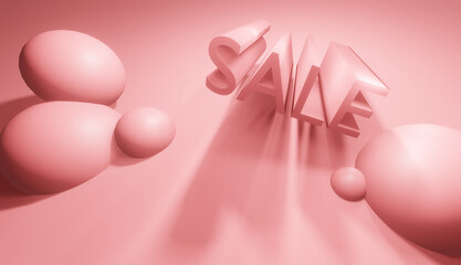 Summer Sale banner pink poster in 3d pastel rendering, Sale banner promotion discount with some shopping related elements. backdrop Promo badge for your seasonal design Season vocation, weekend.