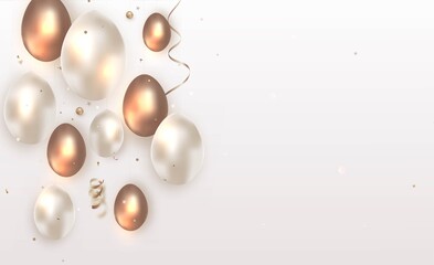  Easter cover, banner template with decorative chocolate eggs. Greeting cards for Easter Day. Easter holidays background. Vector