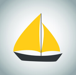 Sailboat yellow icon on white background 
