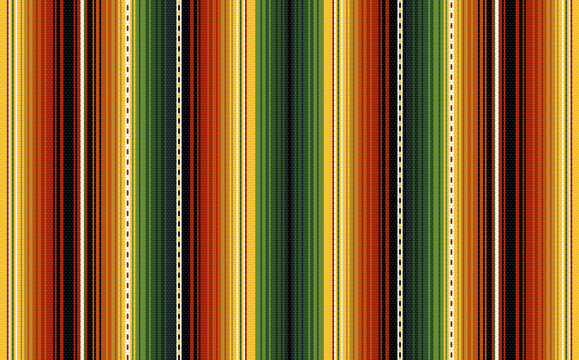 Colorful stripes background. Mexican style vector seamless pattern. Serape design. Ornament for Cinco de Mayo fiesta decor. Ethnic boho fabric illustration. Western decor style.