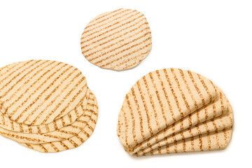 Grilled pitta bread isolated on white background.
