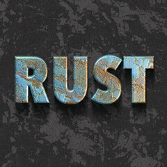 3d word, rust, the old background