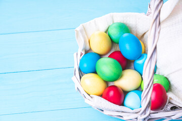 Easter eggs and the shape of rabbit ears, on a white background,