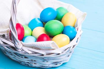 Easter eggs and the shape of rabbit ears, on a white background,