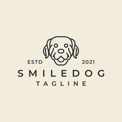 Vintage Hipster Dog Head Line art Logo Design