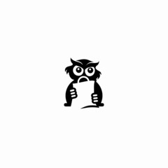 owl and shopping bag icon logo in monochrome style