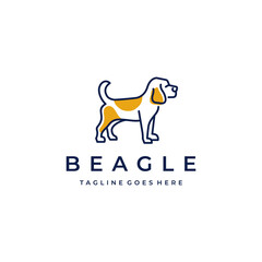 Beagle Dog Monoline Logo Design Vector